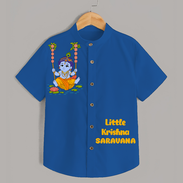 Little Krishna Shirt | Custom Baby Shirt for Krishna's Beloved - COBALT BLUE - 0 - 6 Months Old (Chest 23")