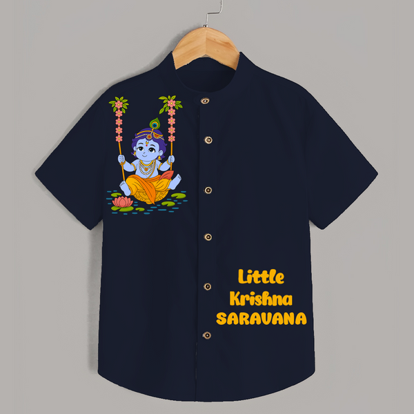 Little Krishna Shirt | Custom Baby Shirt for Krishna's Beloved - NAVY BLUE - 0 - 6 Months Old (Chest 23")