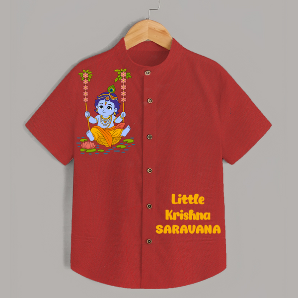 Little Krishna Shirt | Custom Baby Shirt for Krishna's Beloved - RED - 0 - 6 Months Old (Chest 23")