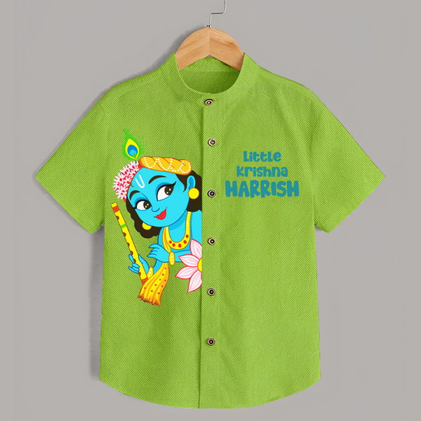 Little Krishna Shirt | Personalized Baby Shirt for Your Little Krishna - LIME GREEN - 0 - 6 Months Old (Chest 23")