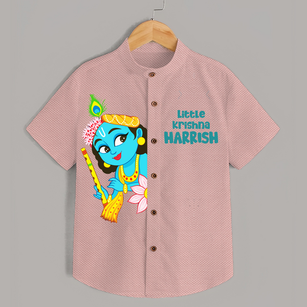 Little Krishna Shirt | Personalized Baby Shirt for Your Little Krishna - PEACH - 0 - 6 Months Old (Chest 23")