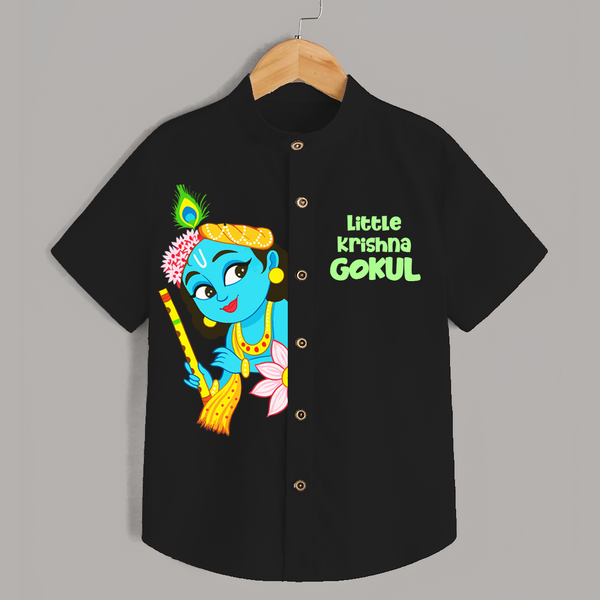 Little Krishna Shirt | Personalized Baby Shirt for Your Little Krishna - BLACK - 0 - 6 Months Old (Chest 23")