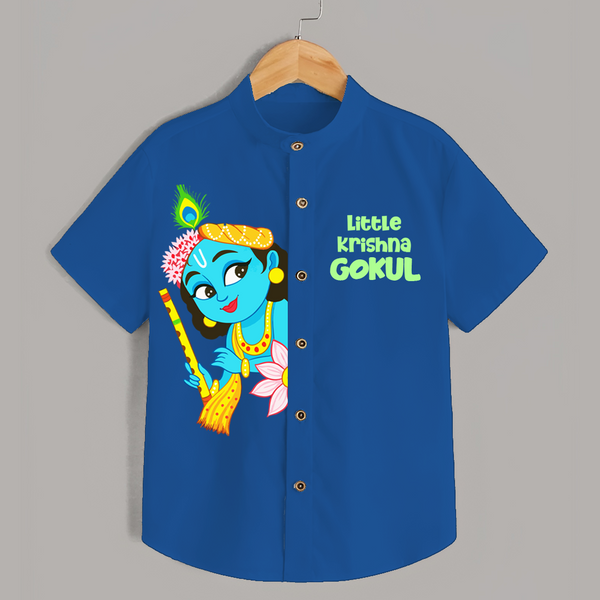 Little Krishna Shirt | Personalized Baby Shirt for Your Little Krishna - COBALT BLUE - 0 - 6 Months Old (Chest 23")