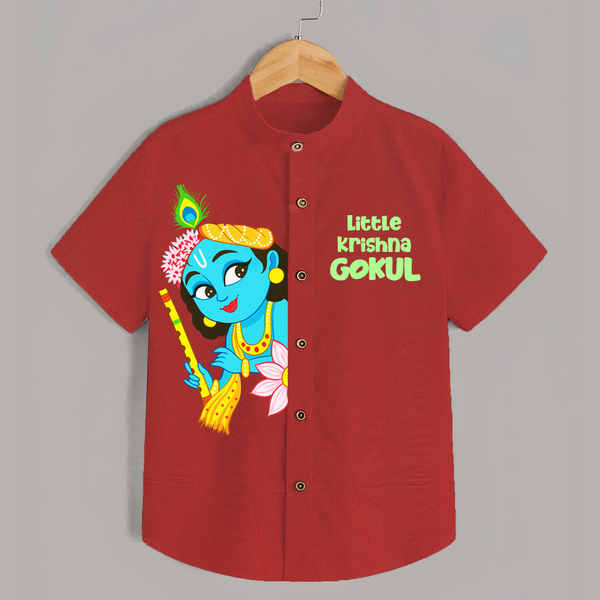 Little Krishna Shirt | Personalized Baby Shirt for Your Little Krishna - RED - 0 - 6 Months Old (Chest 23")
