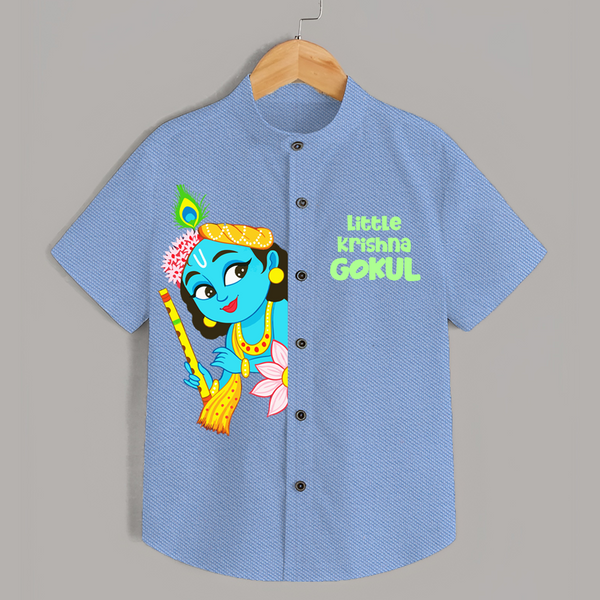 Little Krishna Shirt | Personalized Baby Shirt for Your Little Krishna - SKY BLUE - 0 - 6 Months Old (Chest 23")