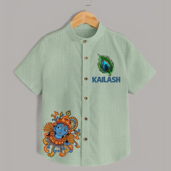 Peacock Leaf Shirt | Custom Baby Shirt Inspired by Krishna's Feathers - MINT GREEN - 0 - 6 Months Old (Chest 23")
