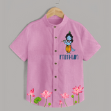 Krishna Lotus Shirt | Personalized Baby Shirt for Krishna's Devotee - BABY PINK - 0 - 6 Months Old (Chest 23")