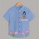Krishna Lotus Shirt | Personalized Baby Shirt for Krishna's Devotee - SKY BLUE - 0 - 6 Months Old (Chest 23")