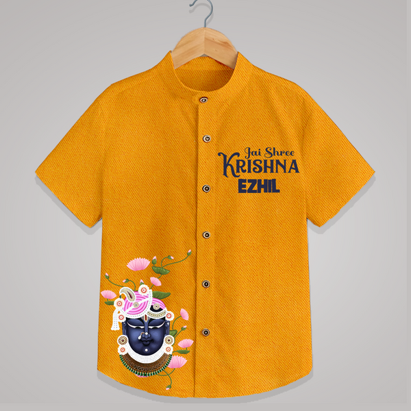 Jai Shree Krishna Shirt | Custom Baby Shirt Celebrating Lord Krishna - CHROME YELLOW - 0 - 6 Months Old (Chest 23")