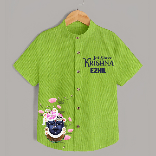 Jai Shree Krishna Shirt | Custom Baby Shirt Celebrating Lord Krishna - LIME GREEN - 0 - 6 Months Old (Chest 23")