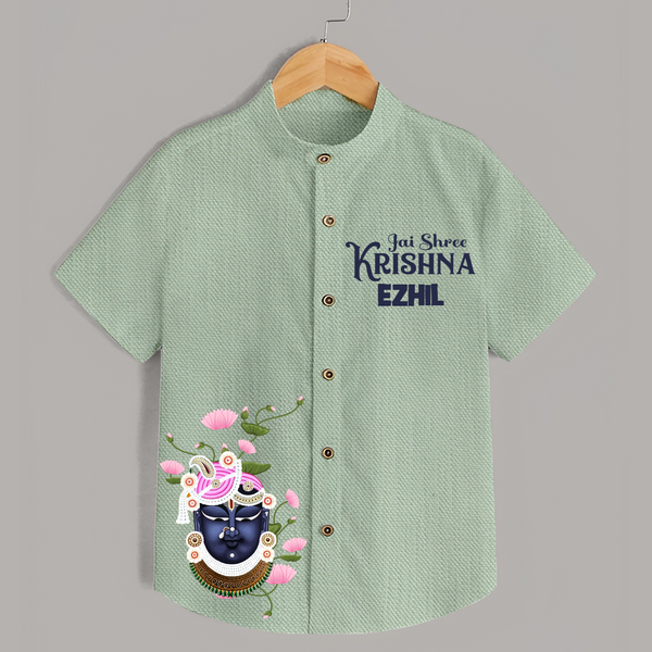 Jai Shree Krishna Shirt | Custom Baby Shirt Celebrating Lord Krishna - MINT GREEN - 0 - 6 Months Old (Chest 23")