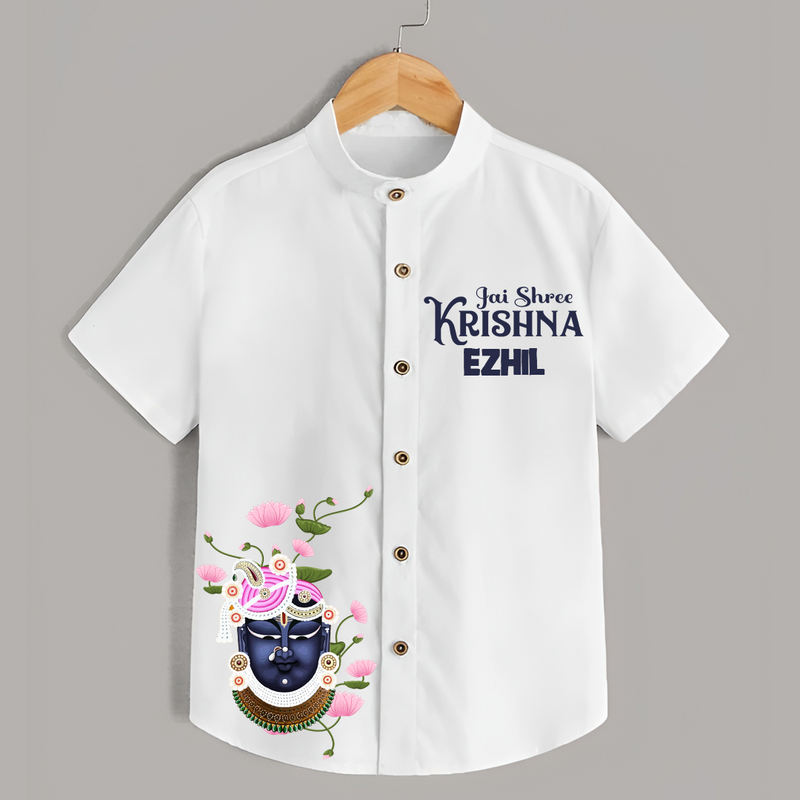 Jai Shree Krishna Shirt | Custom Baby Shirt Celebrating Lord Krishna - WHITE - 0 - 6 Months Old (Chest 23")