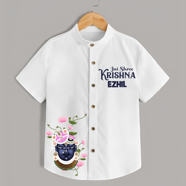 Jai Shree Krishna Shirt | Custom Baby Shirt Celebrating Lord Krishna - WHITE - 0 - 6 Months Old (Chest 23")