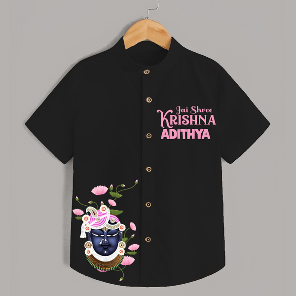 Jai Shree Krishna Shirt | Custom Baby Shirt Celebrating Lord Krishna - BLACK - 0 - 6 Months Old (Chest 23")