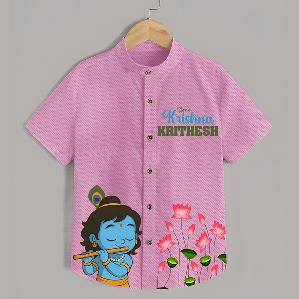 Shree Krishna Shirt | Personalized Baby Shirt for Krishna's Blessings - BABY PINK - 0 - 6 Months Old (Chest 23")