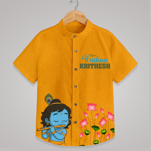 Shree Krishna Shirt | Personalized Baby Shirt for Krishna's Blessings - CHROME YELLOW - 0 - 6 Months Old (Chest 23")