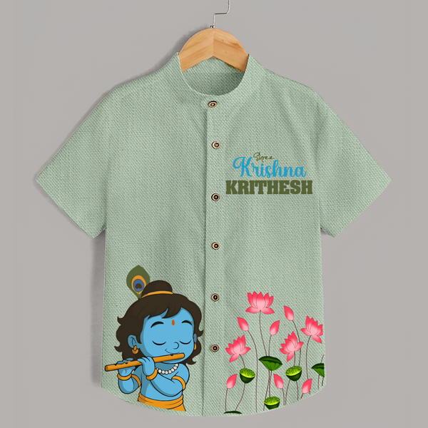 Shree Krishna Shirt | Personalized Baby Shirt for Krishna's Blessings - MINT GREEN - 0 - 6 Months Old (Chest 23")
