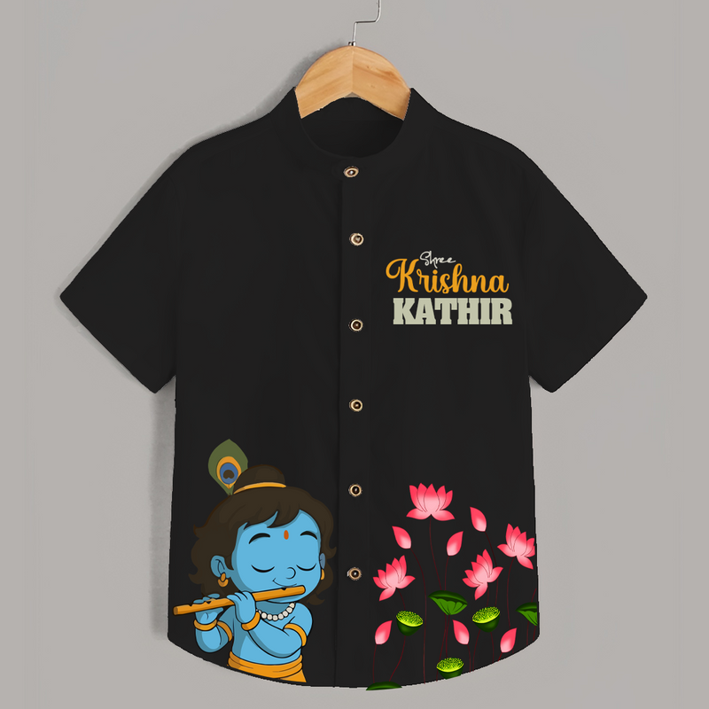 Shree Krishna Shirt | Personalized Baby Shirt for Krishna's Blessings - BLACK - 0 - 6 Months Old (Chest 23")