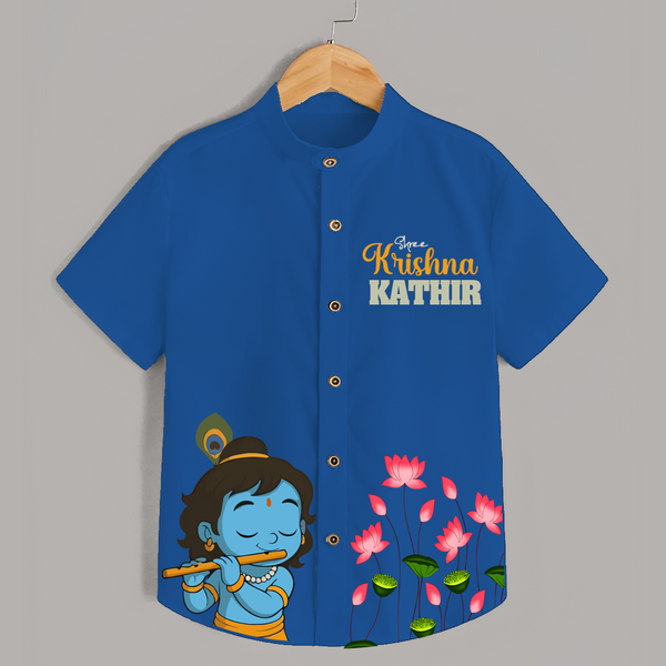 Shree Krishna Shirt | Personalized Baby Shirt for Krishna's Blessings - COBALT BLUE - 0 - 6 Months Old (Chest 23")