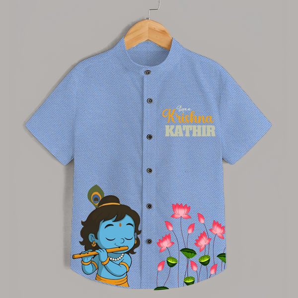 Shree Krishna Shirt | Personalized Baby Shirt for Krishna's Blessings - SKY BLUE - 0 - 6 Months Old (Chest 23")