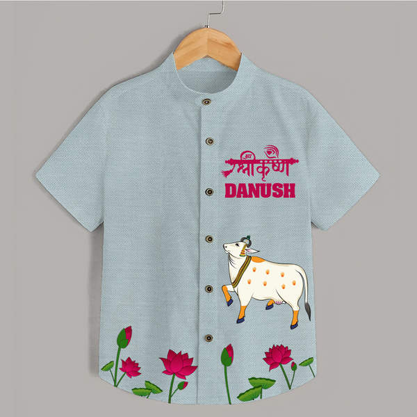 Jai Shree Krishna Shirt | Custom Baby Shirt to Celebrate Krishna's Name - ARCTIC BLUE - 0 - 6 Months Old (Chest 23")