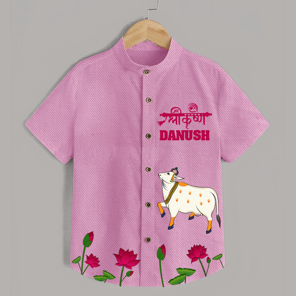 Jai Shree Krishna Shirt | Custom Baby Shirt to Celebrate Krishna's Name - BABY PINK - 0 - 6 Months Old (Chest 23")