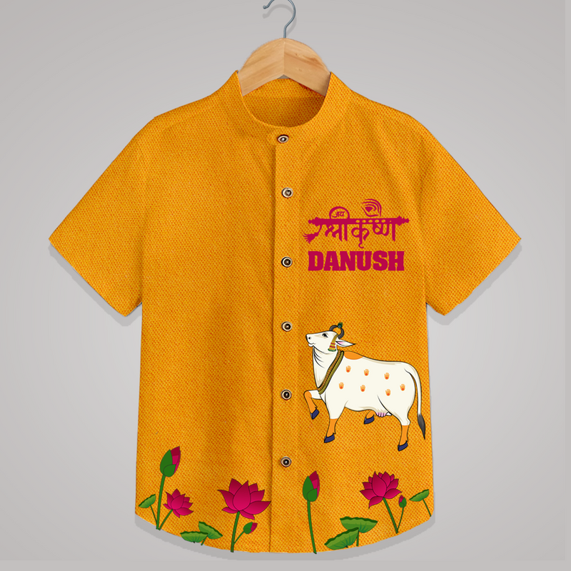 Jai Shree Krishna Shirt | Custom Baby Shirt to Celebrate Krishna's Name - CHROME YELLOW - 0 - 6 Months Old (Chest 23")