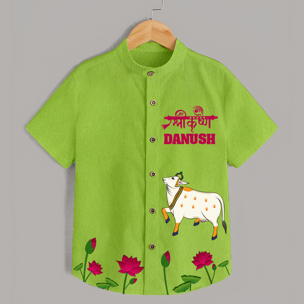 Jai Shree Krishna Shirt | Custom Baby Shirt to Celebrate Krishna's Name - LIME GREEN - 0 - 6 Months Old (Chest 23")