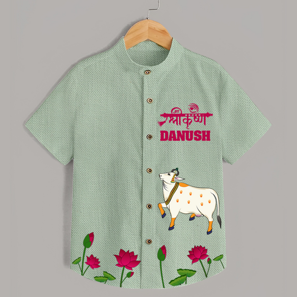 Jai Shree Krishna Shirt | Custom Baby Shirt to Celebrate Krishna's Name - MINT GREEN - 0 - 6 Months Old (Chest 23")