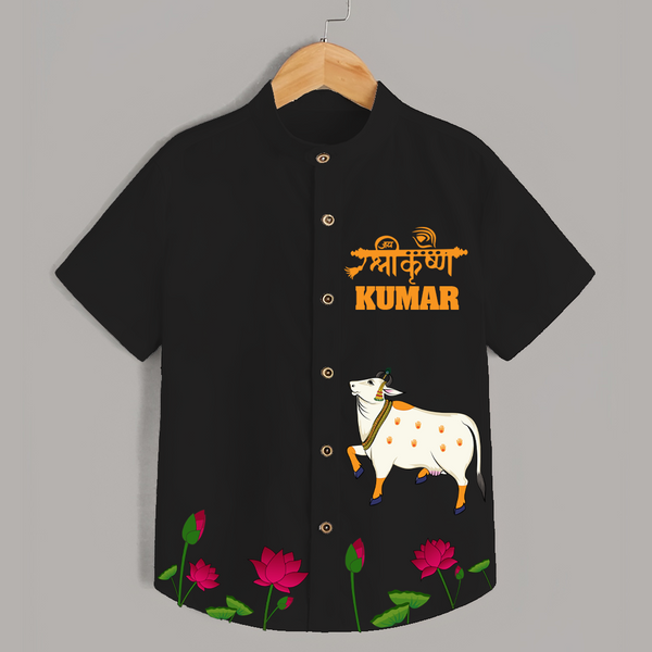 Kutty Krishna Shirt | Personalized Baby Shirt for Your Little Krishna - BLACK - 0 - 6 Months Old (Chest 23")