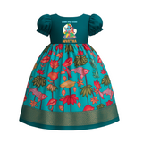 Butter Thief Bestie Baby Pattupavadai | Baby Pattupavadai with Krishna Printed Design - TEAL - 0 - 3 Months Old (Chest 18")