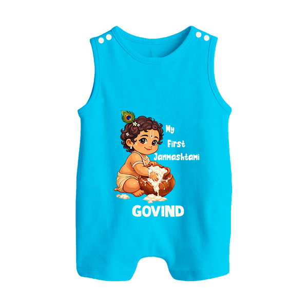 My First Janmashtami Makhan Chor Krishna Print Button Romper