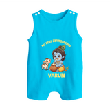 My First Janmashtami Krishna With Cow & Matki Print Button Romper