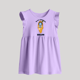 My First Janmashtami Sleeping Krishna Blessings Print Baby Frock - LILAC - 0 - 3 Months Old (Chest 17")