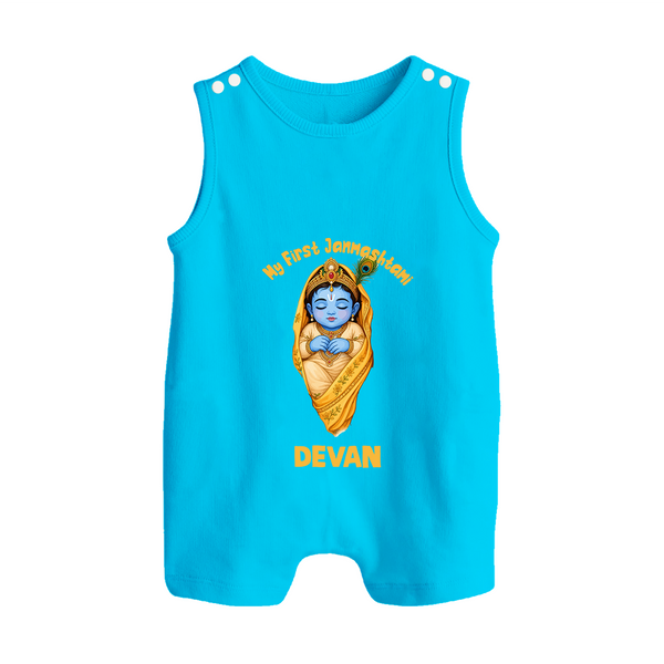 My First Janmashtami Sleeping Krishna Blessings Print Button Romper
