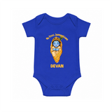 My First Janmashtami Sleeping Krishna Blessings Print Romper - COBALT BLUE - New Born (Chest 14")