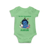 My First Janmashtami Baby Krishna Lotus Charm Print Romper - GREEN - New Born (Chest 14")