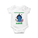 My First Janmashtami Baby Krishna Lotus Charm Print Romper - WHITE - New Born (Chest 14")