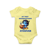 My First Krishna Janmashtami Butter Lover Print Romper - PASTEL YELLOW - New Born (Chest 14")