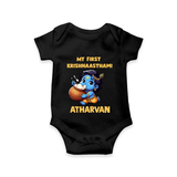 My First Krishna Janmashtami Butter Lover Print Romper - BLACK - New Born (Chest 14")