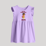 My First Krishna Janmashtami Cute Bal Krishna Print Baby Frock - LILAC - 0 - 3 Months Old (Chest 17")