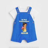 My First Krishna Janmashtami Cute Bal Krishna Print Dungaree - COBALT BLUE - 0 - 5 Months Old (Chest 18")