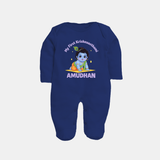 My First Krishna Janmashtami Little Kanha Print Fullbody suit - NAVY BLUE - New Born (Chest 7.5")