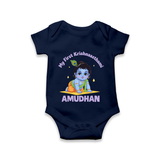 My First Krishna Janmashtami Little Kanha Print Romper - NAVY BLUE - New Born (Chest 14")