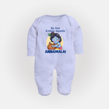 My First Krishna Janmashtami Sweet Krishna Celebration Print Fullbody suit - BABY BLUE - New Born (Chest 7.5")