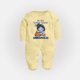 My First Krishna Janmashtami Sweet Krishna Celebration Print Fullbody suit - PASTEL YELLOW - New Born (Chest 7.5")