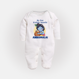 My First Krishna Janmashtami Sweet Krishna Celebration Print Fullbody suit - WHITE - New Born (Chest 7.5")