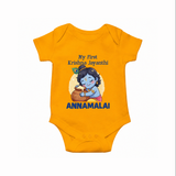 My First Krishna Janmashtami Sweet Krishna Celebration Print Romper - CHROME YELLOW - New Born (Chest 14")