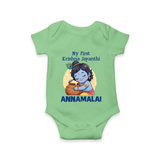My First Krishna Janmashtami Sweet Krishna Celebration Print Romper - GREEN - New Born (Chest 14")