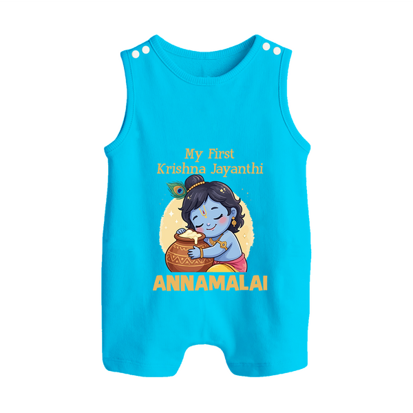 My First Krishna Janmashtami Sweet Krishna Celebration Print Button Romper